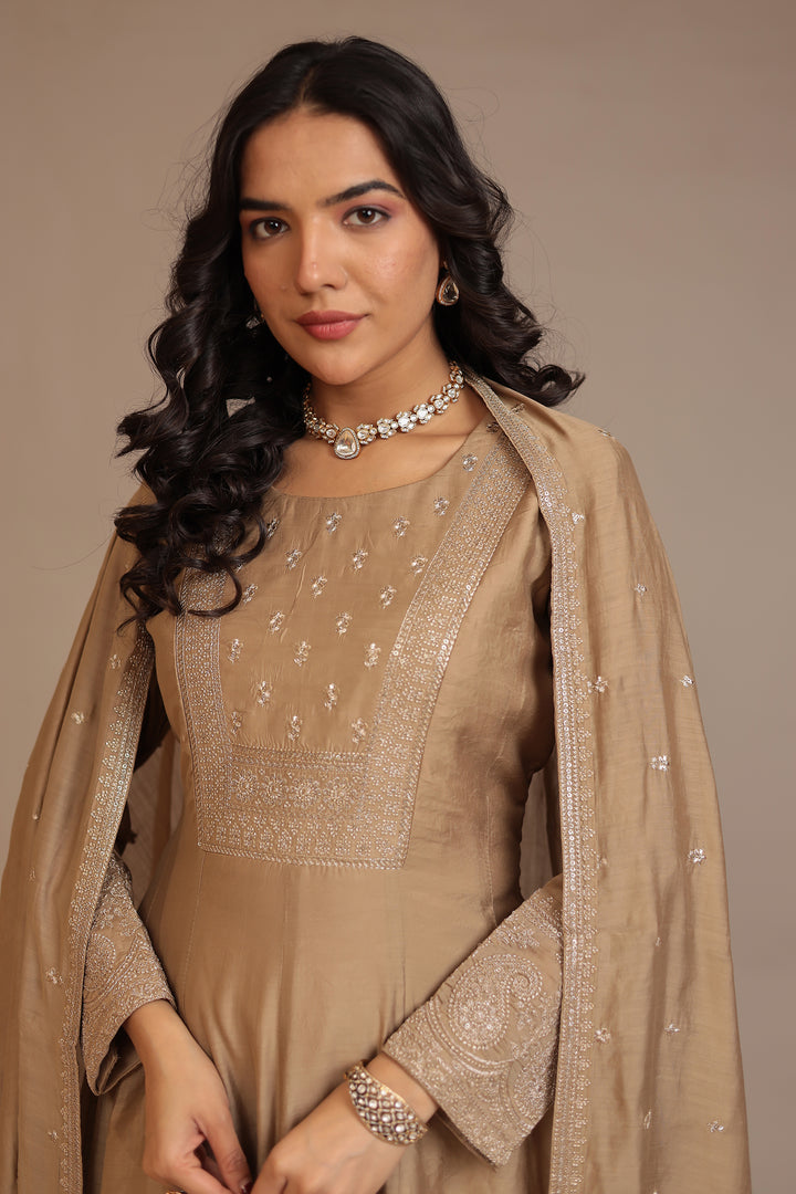 Silk  Suit  with Aari, Sequins work