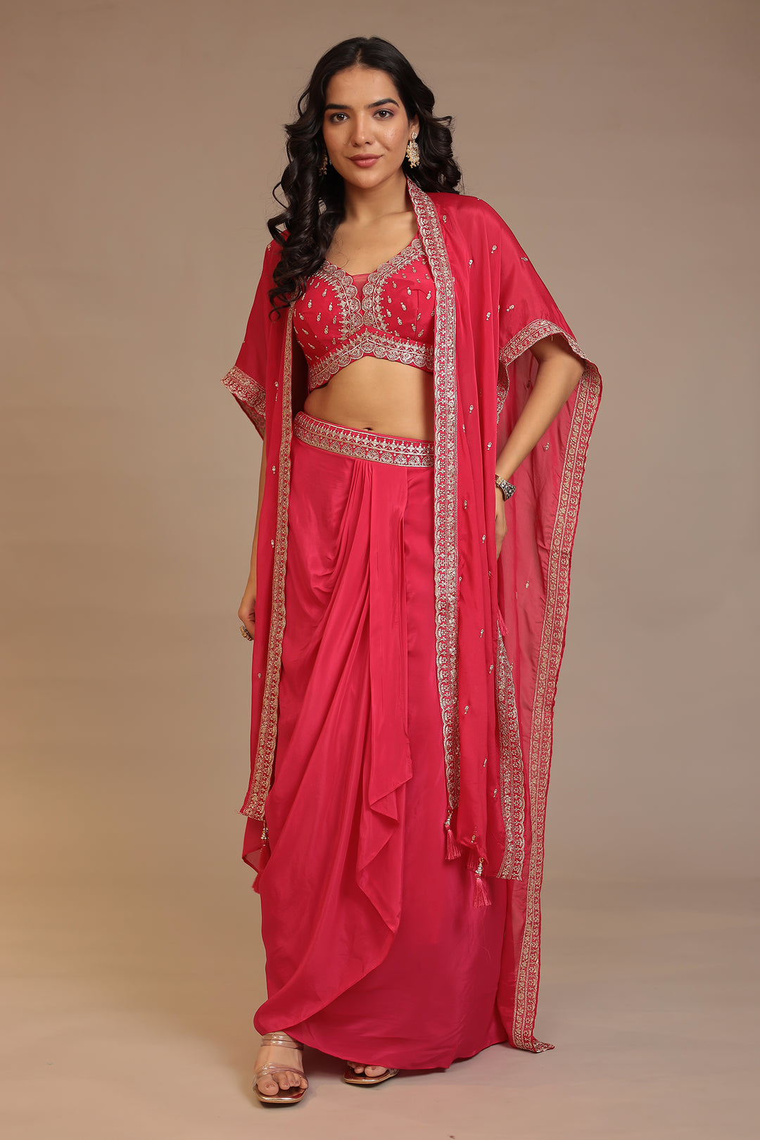 Silk Indowestern with Aari, Sequins work