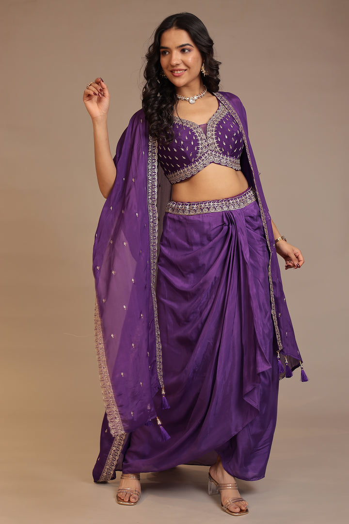 Silk Indowestern with Aari, Sequins work