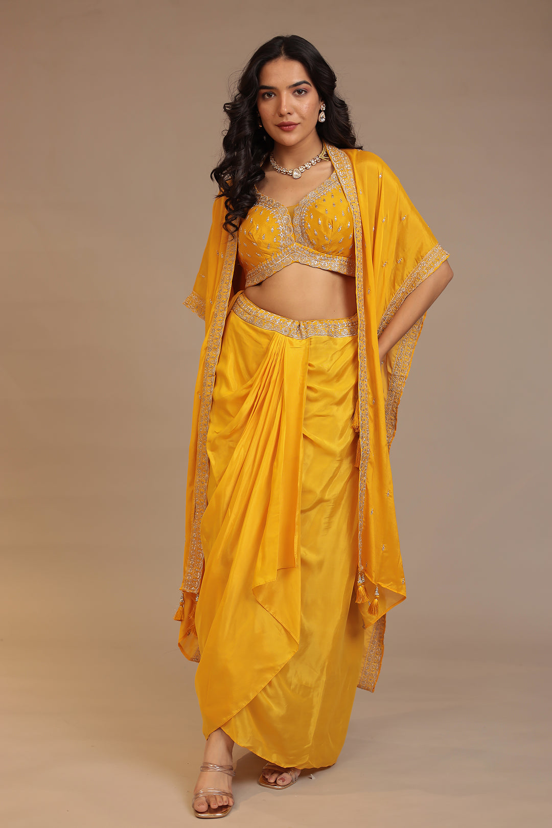 yellow indo western 