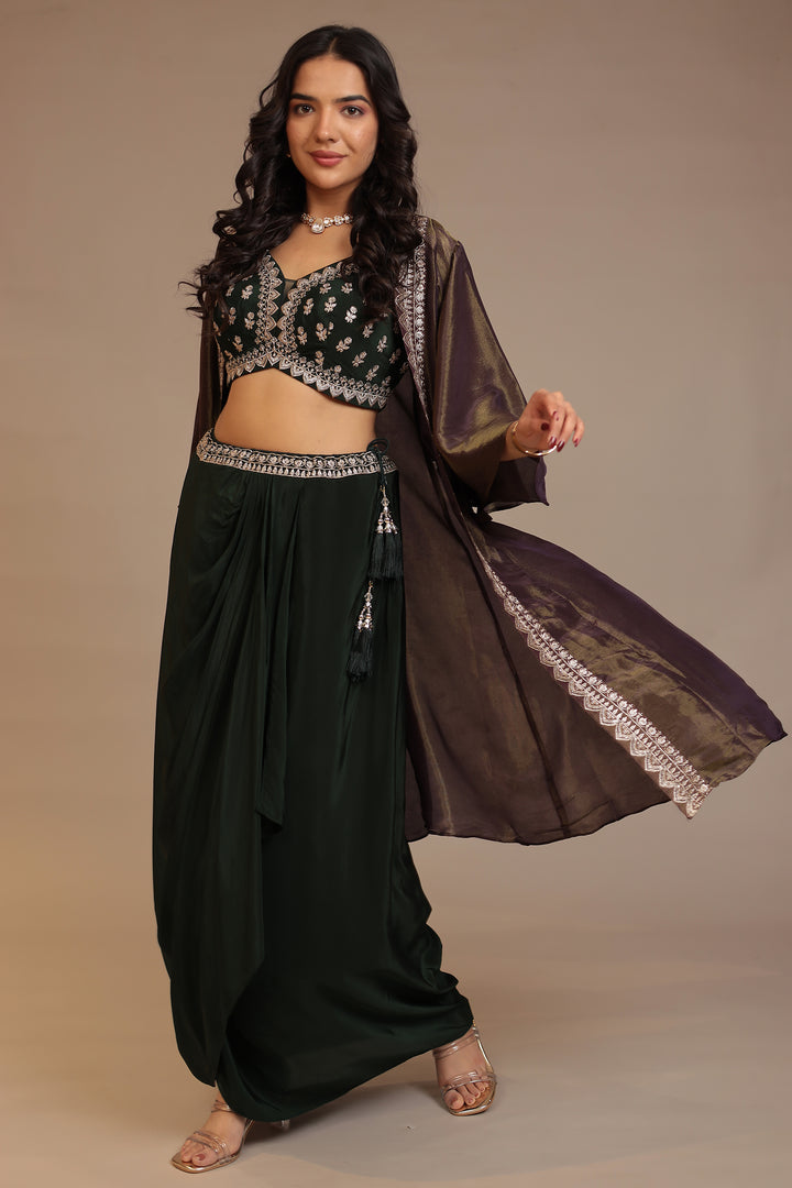 Silk Indowestern with Aari, Gota work