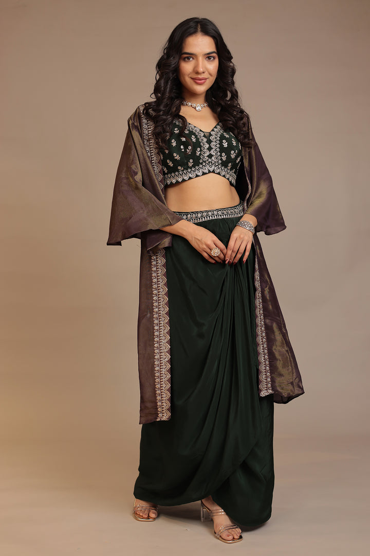 Silk Indowestern with Aari, Gota work