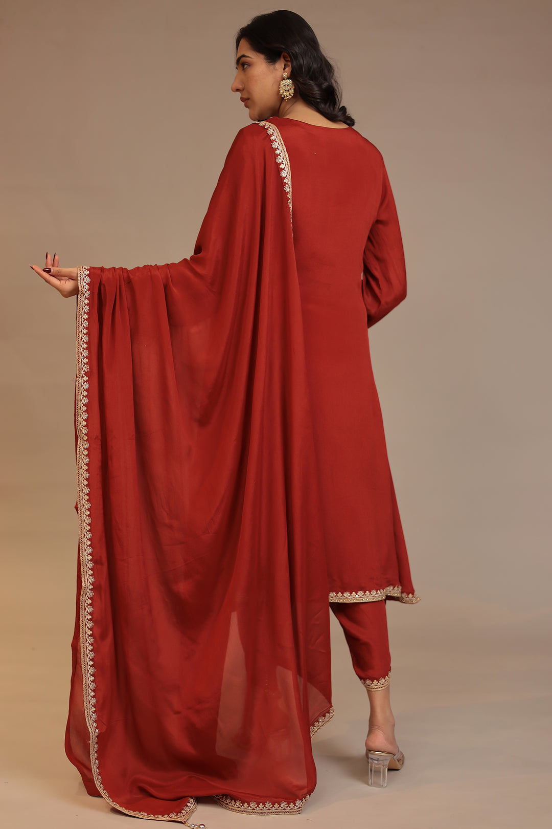 Chinon Suit with Aari, Dori, Sequins work