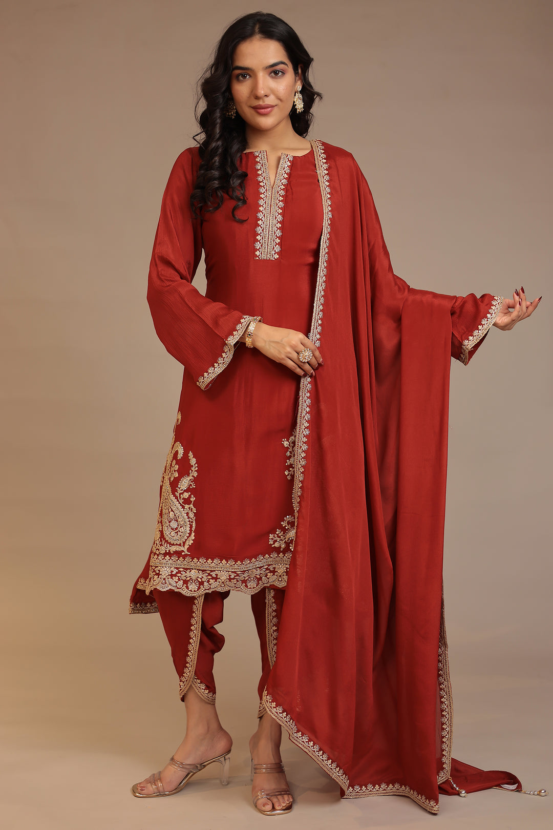 Chinon Suit with Aari, Dori, Sequins work