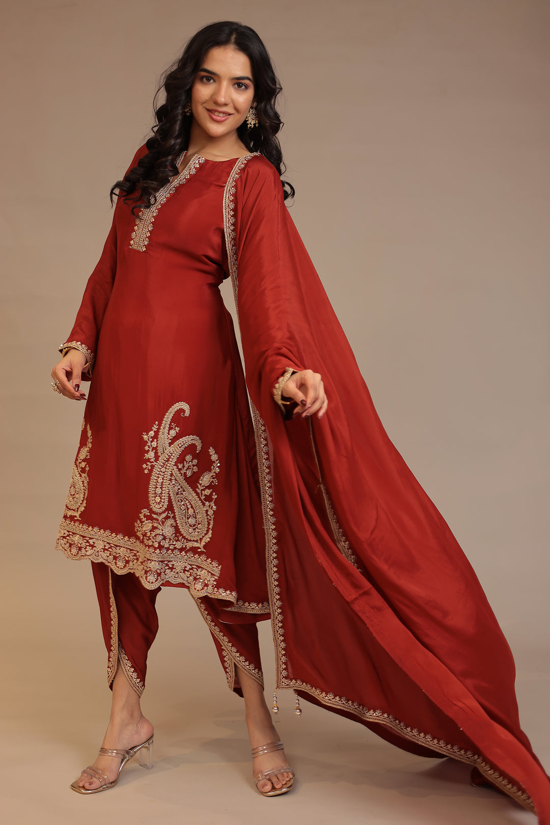 Chinon Suit with Aari, Dori, Sequins work