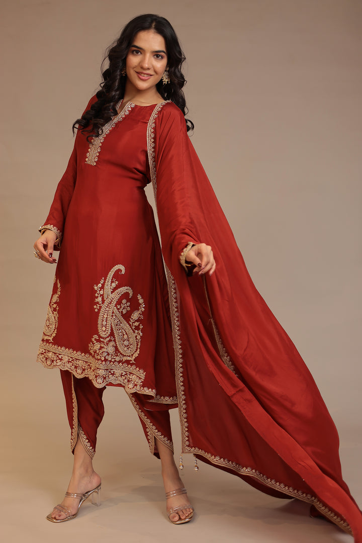 Chinon Suit with Aari, Dori, Sequins work