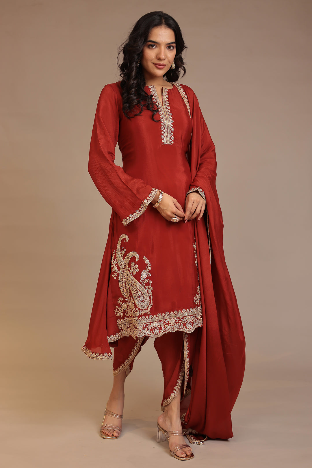 Chinon Suit with Aari, Dori, Sequins work