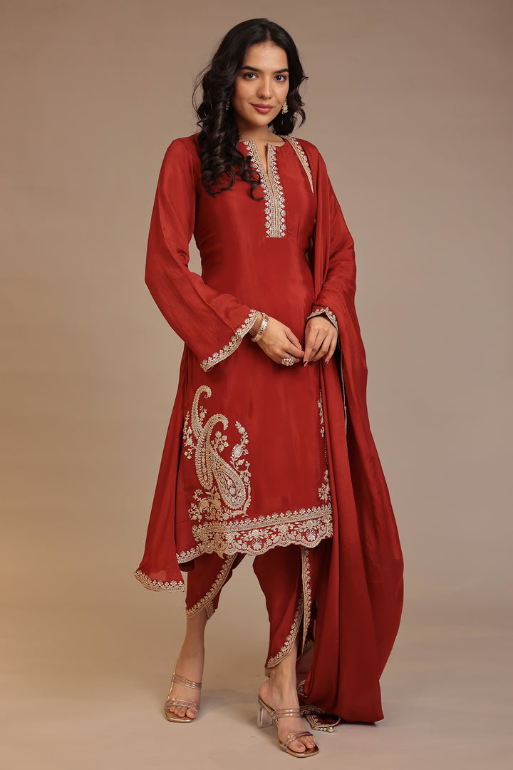 Chinon Suit with Aari, Dori, Sequins work
