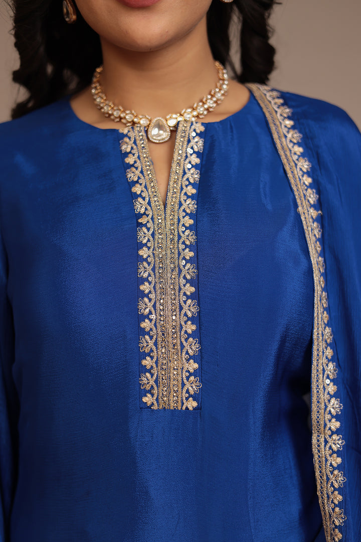Chinon Suit with Aari, Sequins, Stone work