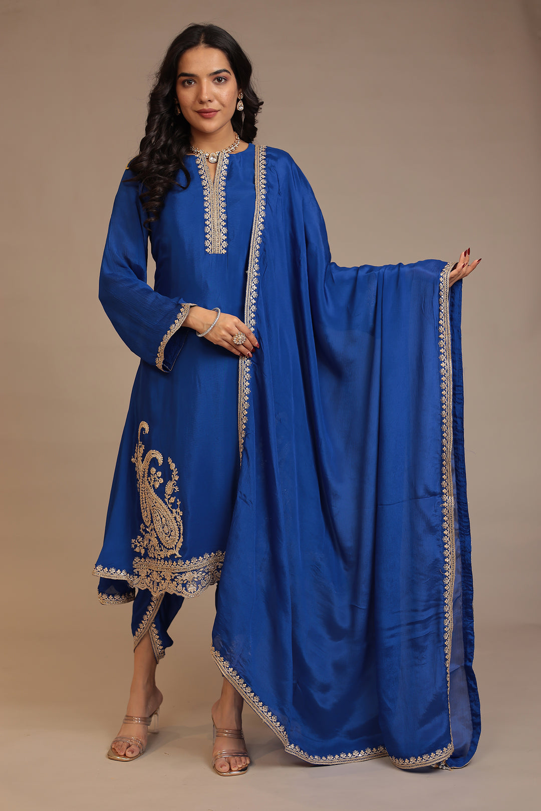 Chinon Suit with Aari, Sequins, Stone work