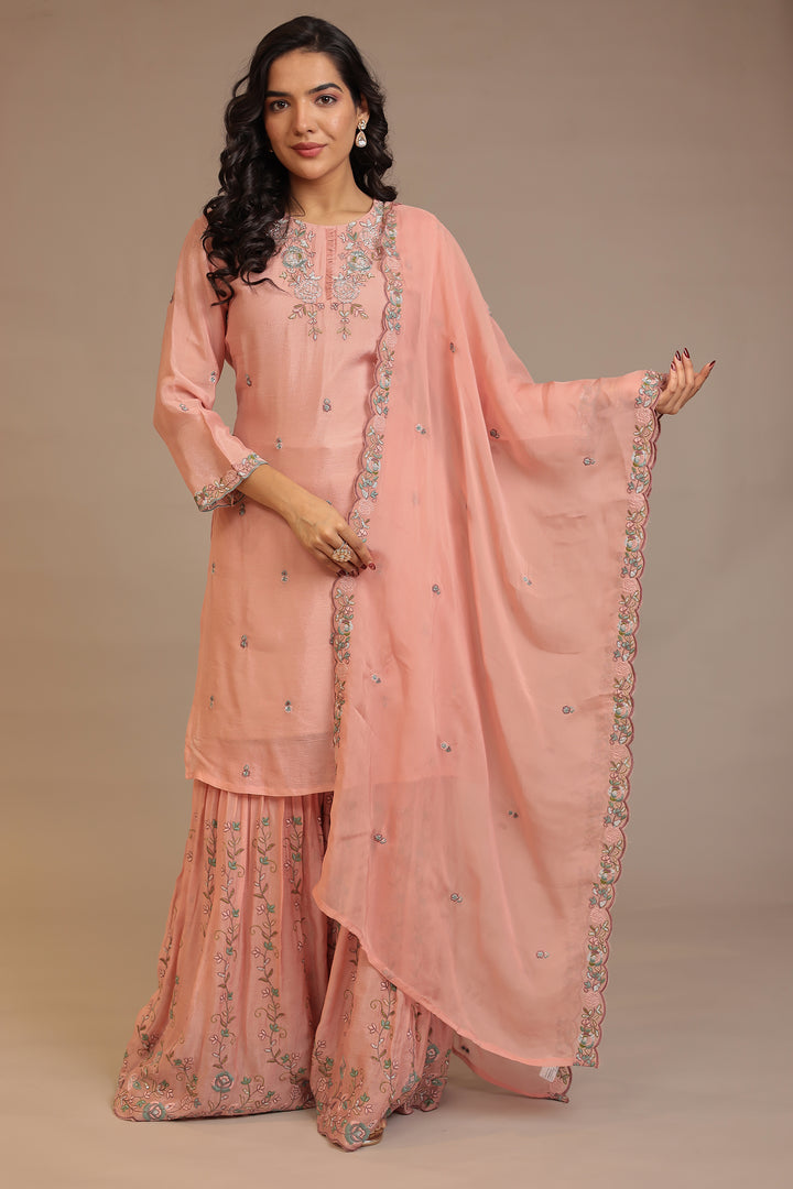 Chinon Suit  with Cutdana, Sequins, Thread work.