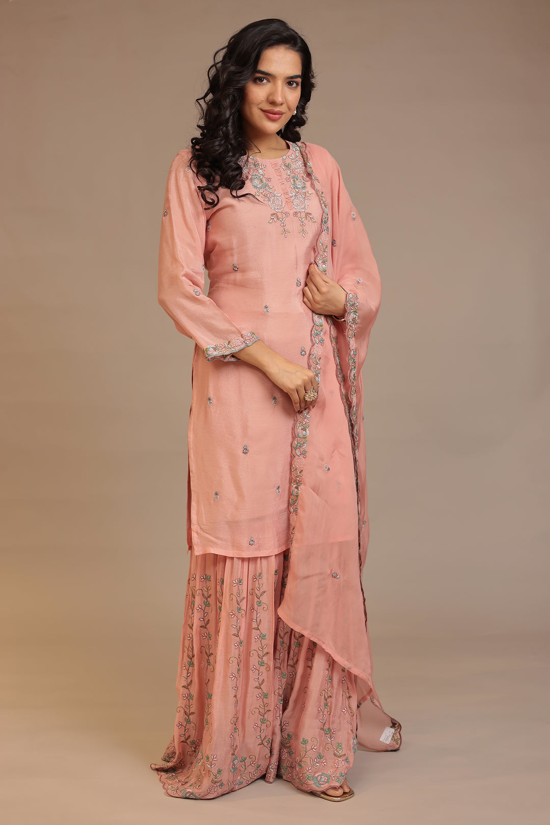 Chinon Suit  with Cutdana, Sequins, Thread work.