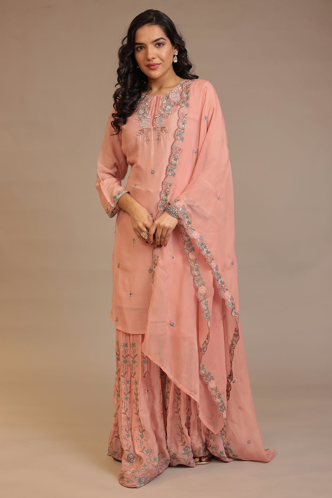 Chinon Suit  with Cutdana, Sequins, Thread work.