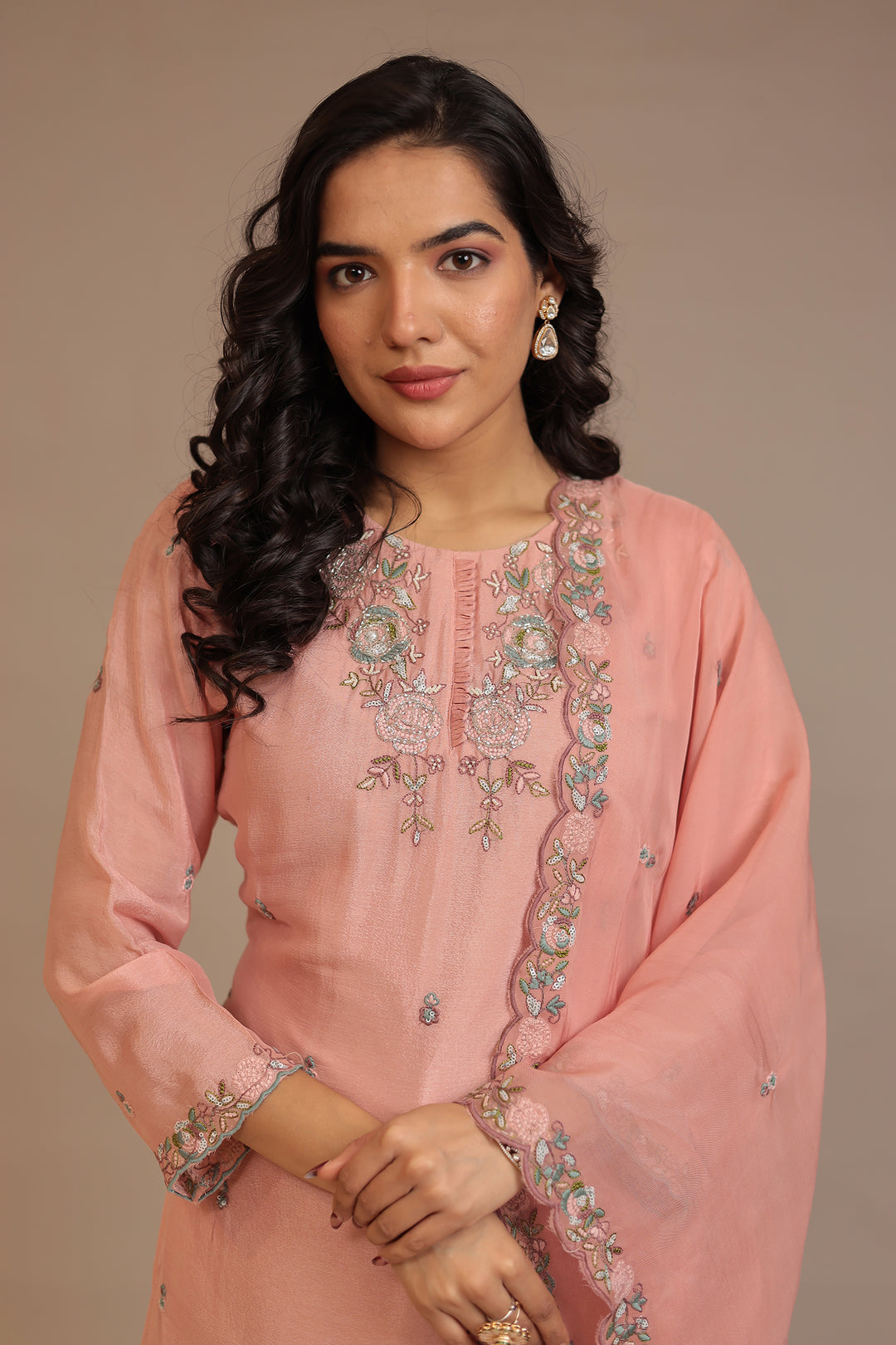 Chinon Suit  with Cutdana, Sequins, Thread work.