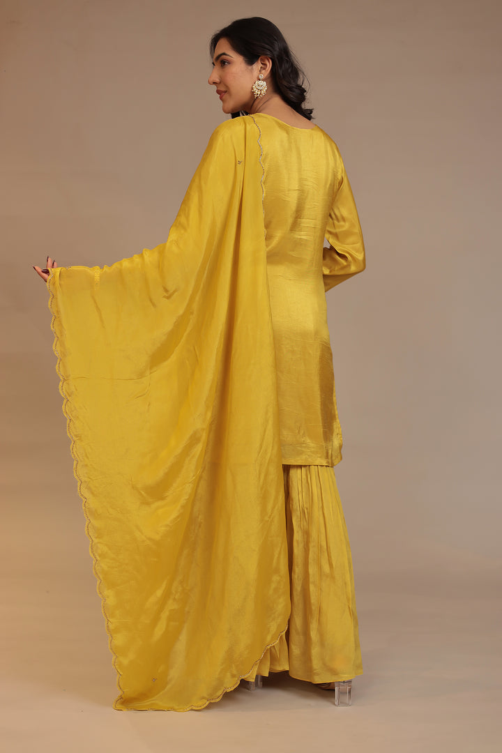 Silk Suit  with Cutdana, Pearl, Sequins, Zardozi work.