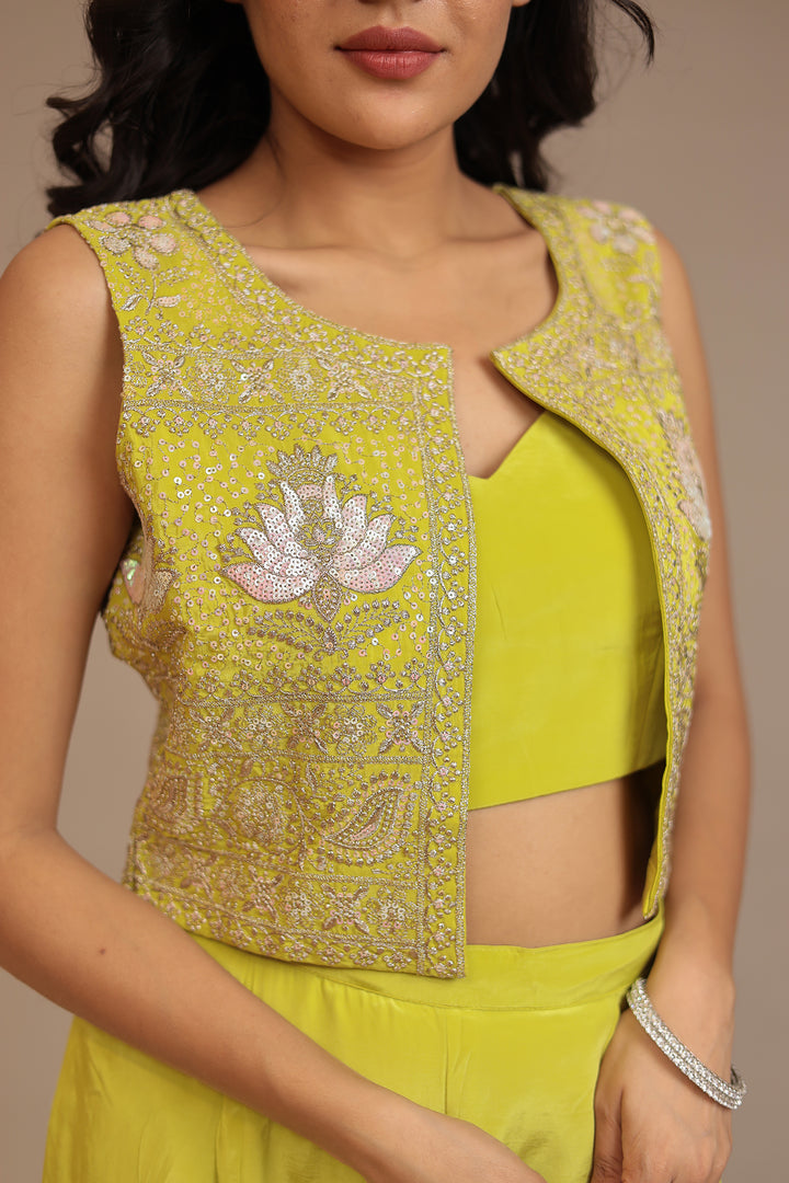 Modal Silk Indowestern with Aari, Sequins work