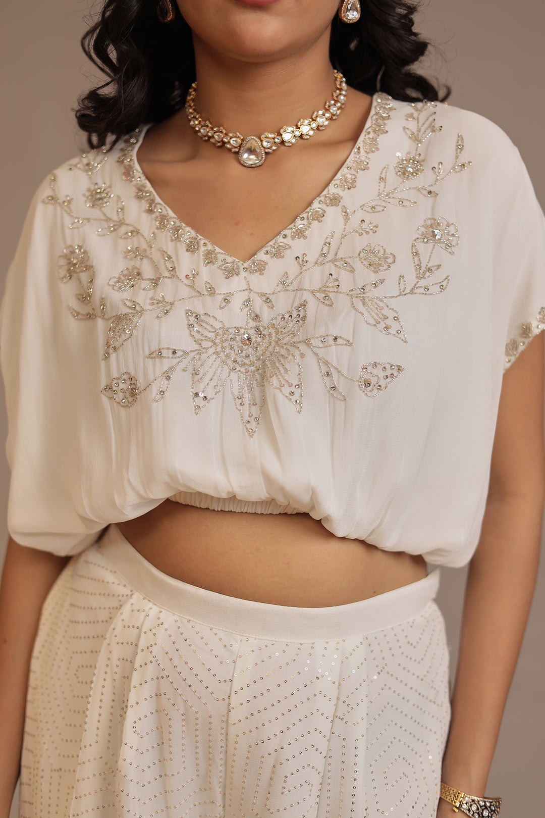 Chinon Indowestern with Cutdana, Sequins work.