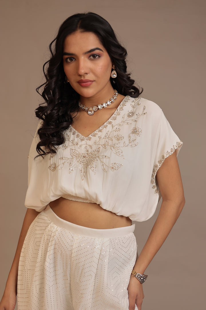 Chinon Indowestern with Cutdana, Sequins work.