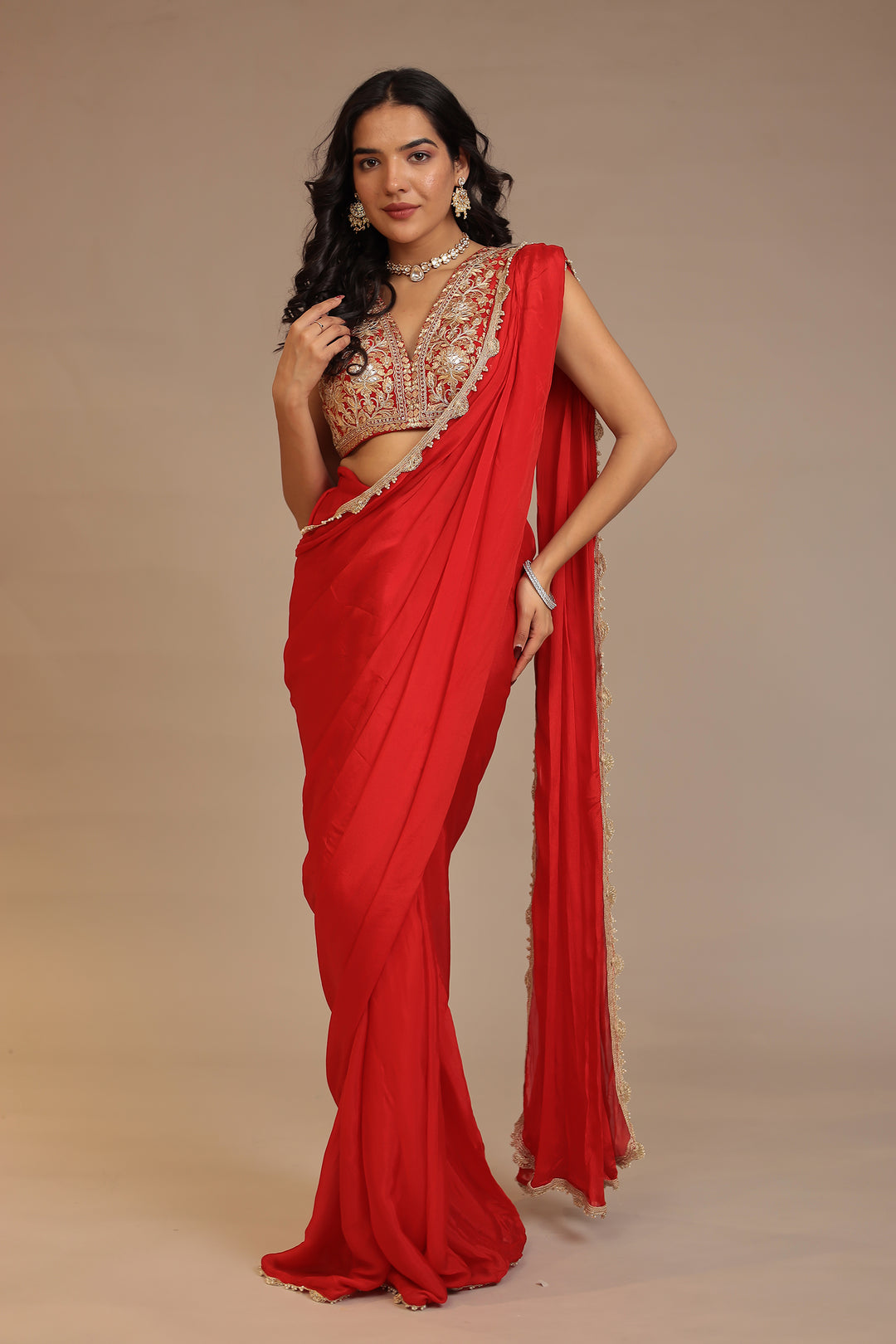Traditional Chinon Saree 