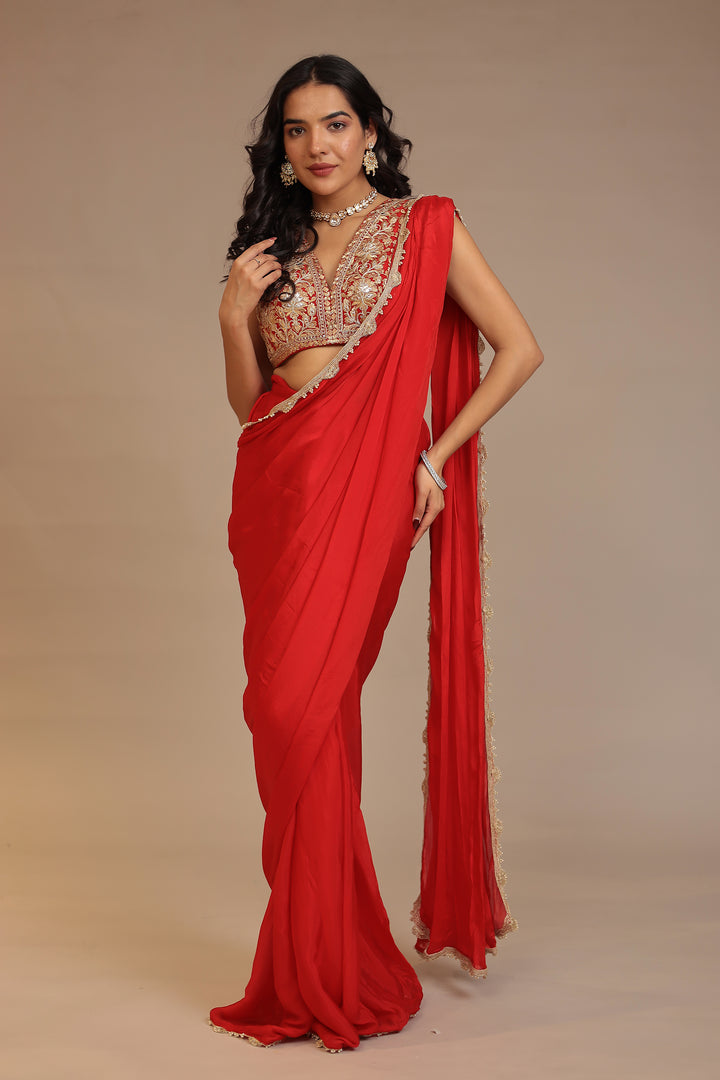 Traditional Chinon Saree 