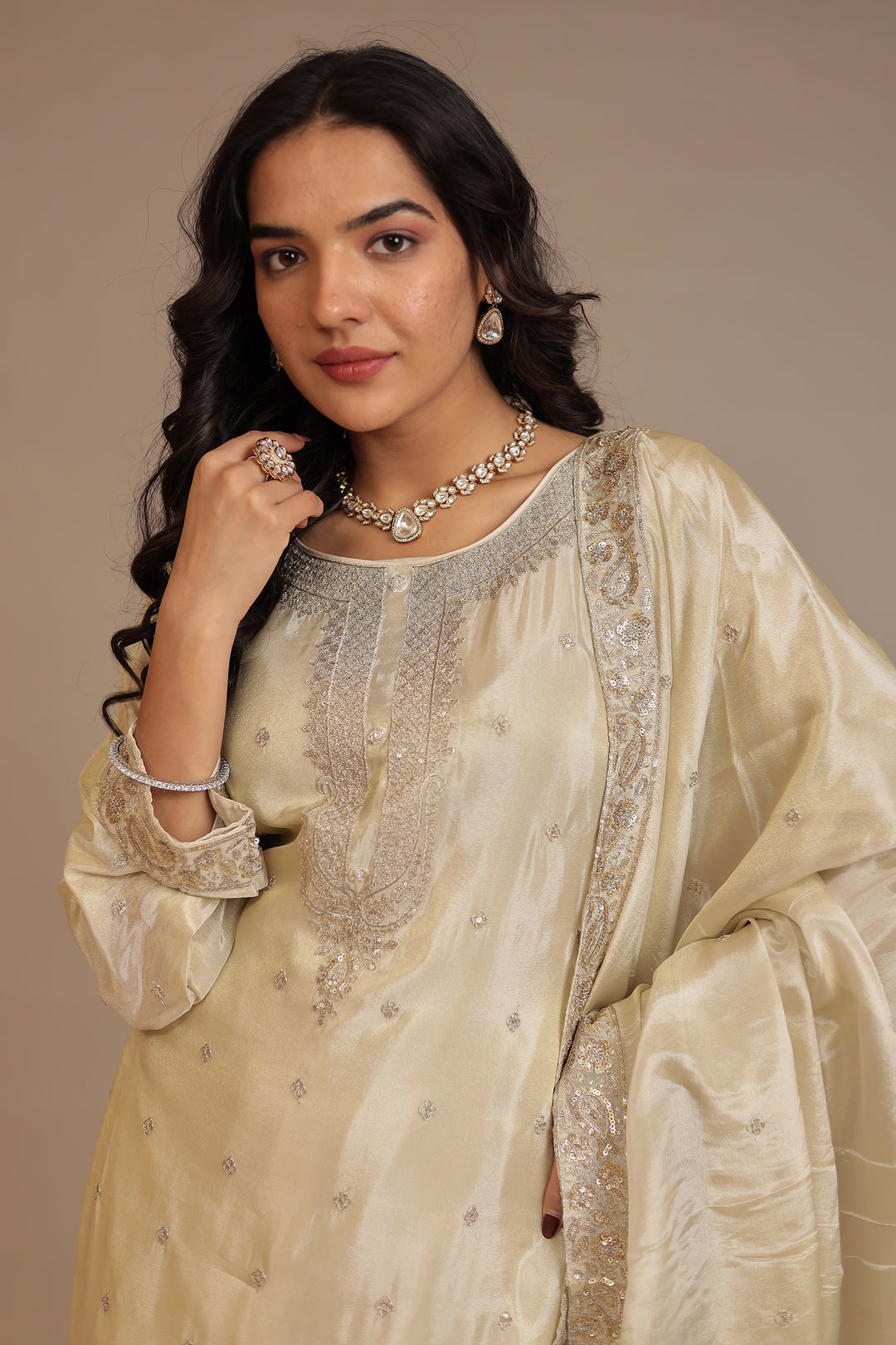 Chinon Suit  with Aari, Sequins work