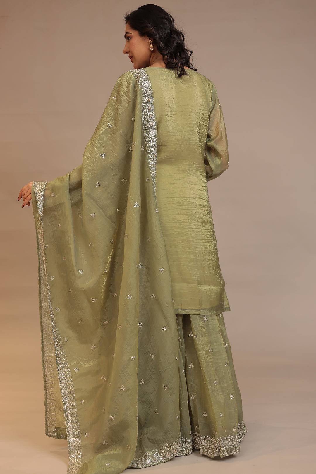 Organza Suit with Aari, Sequins work