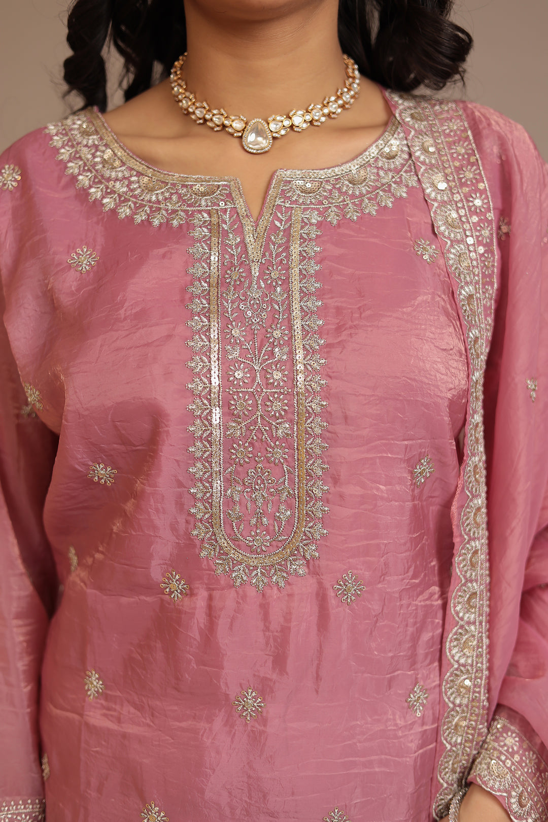 Organza Suit with Aari, Sequins work