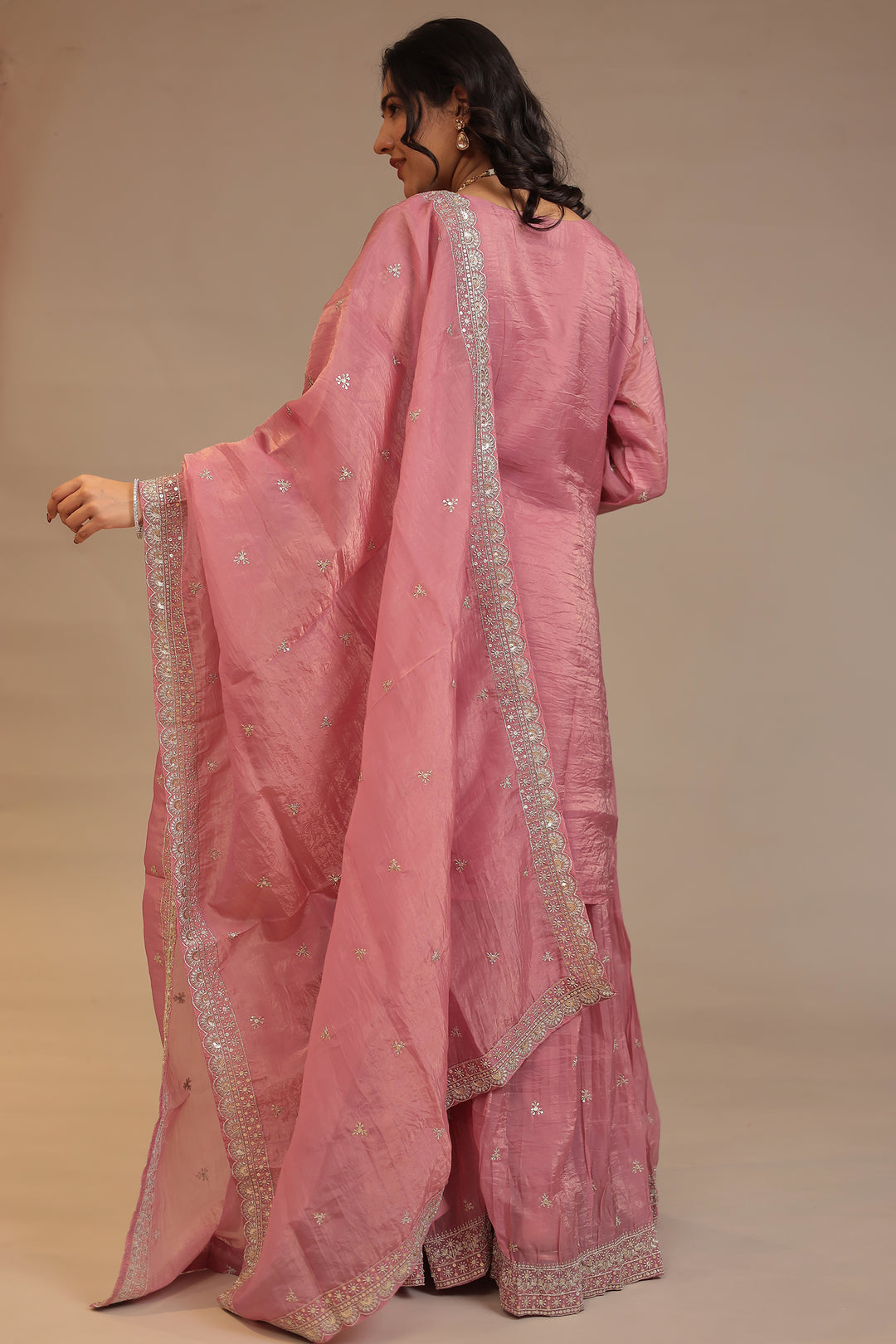 Organza Suit with Aari, Sequins work