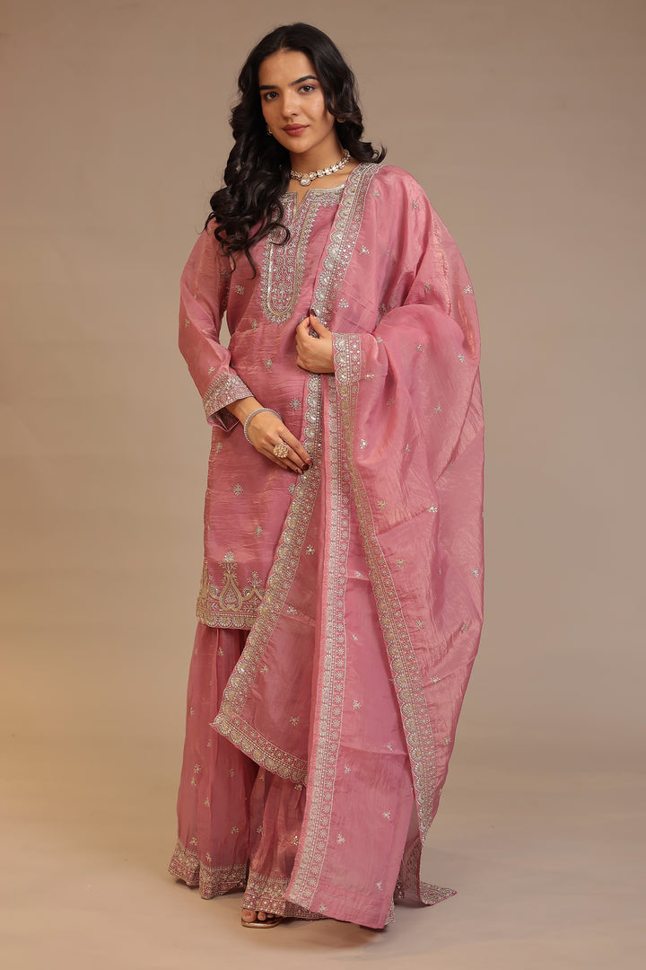 Organza Suit with Aari, Sequins work