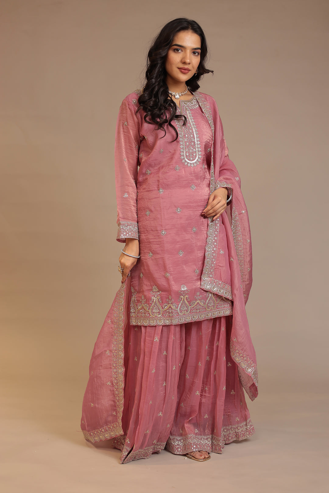 Organza Suit with Aari, Sequins work