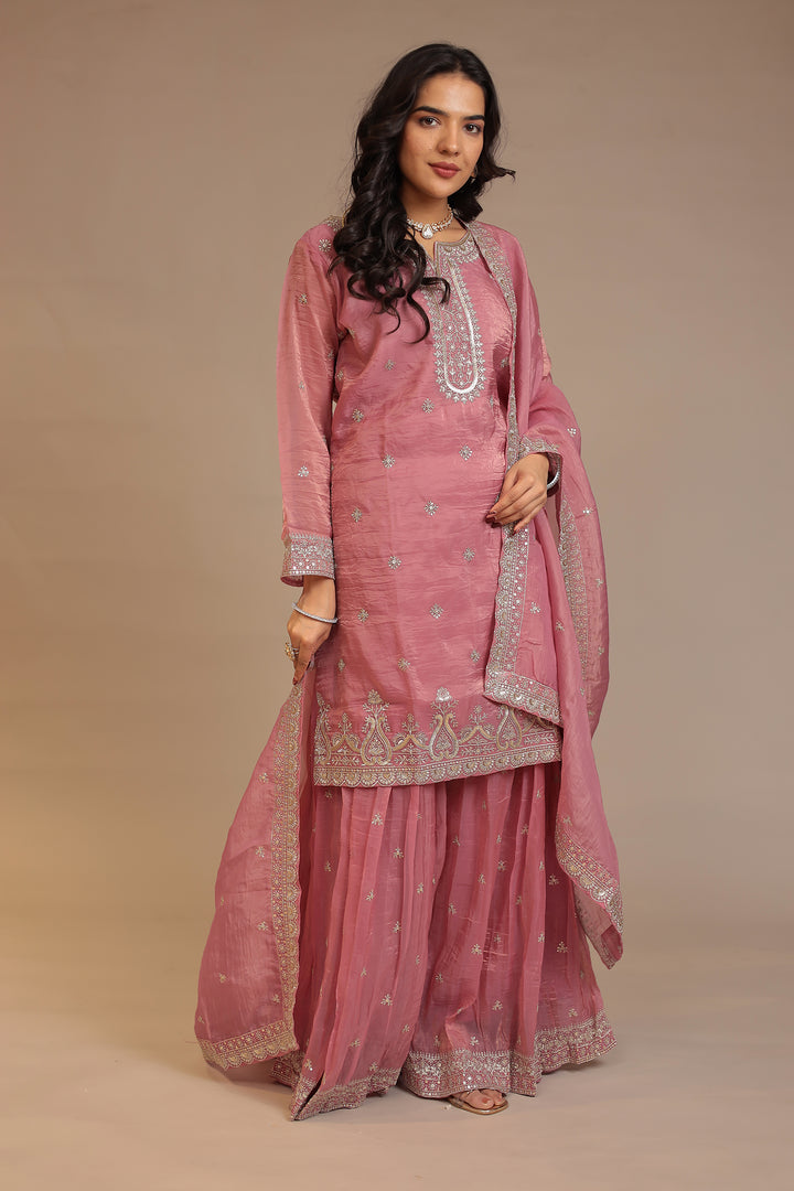 Organza Suit with Aari, Sequins work