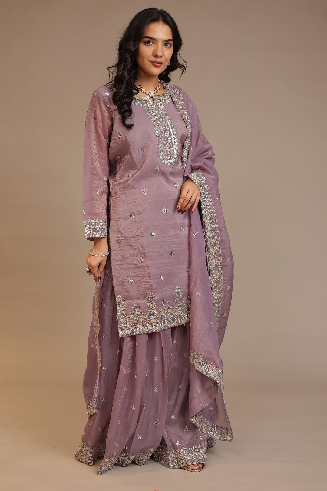 Tissue Suit with Aari, Sequins work