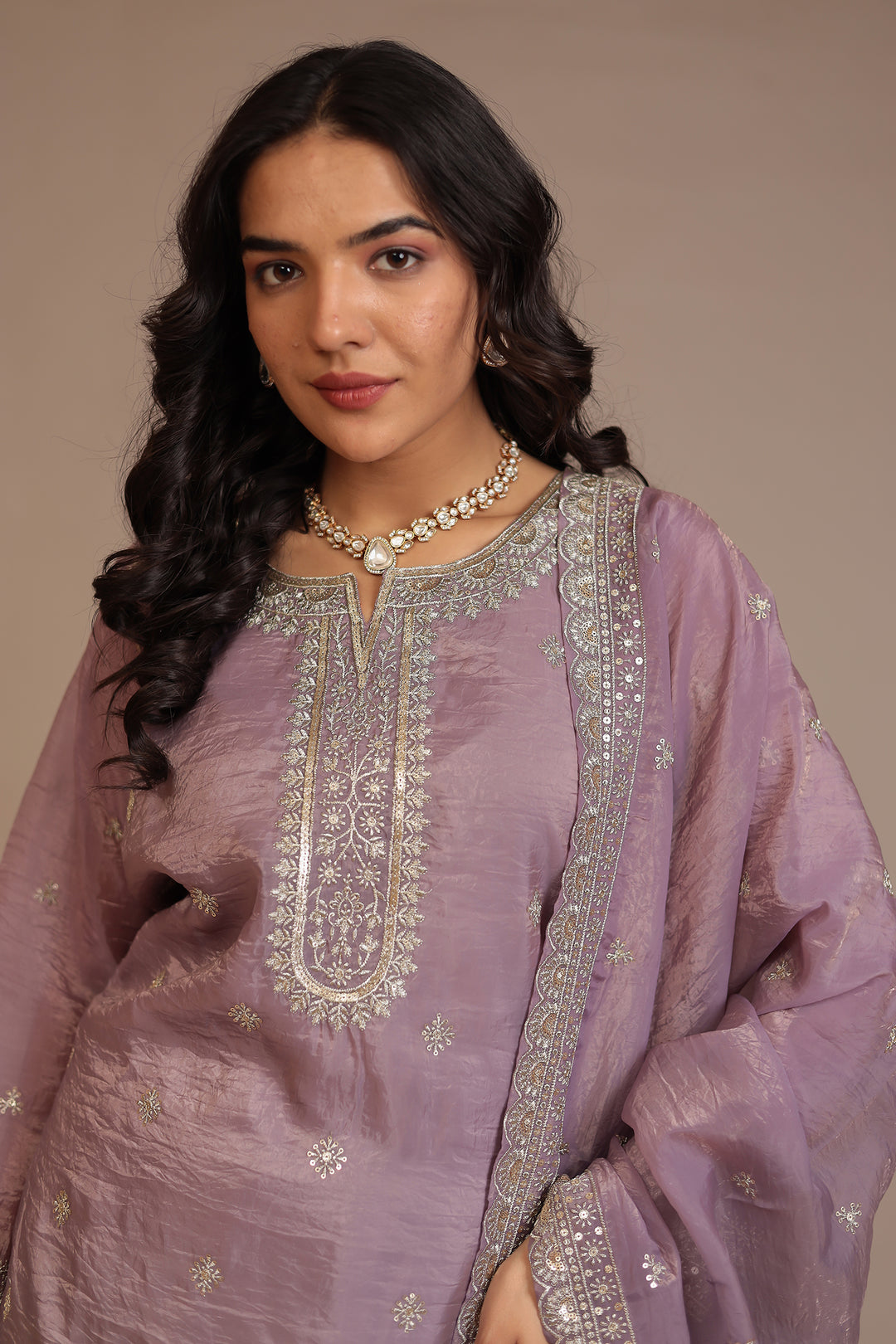 Tissue Suit with Aari, Sequins work