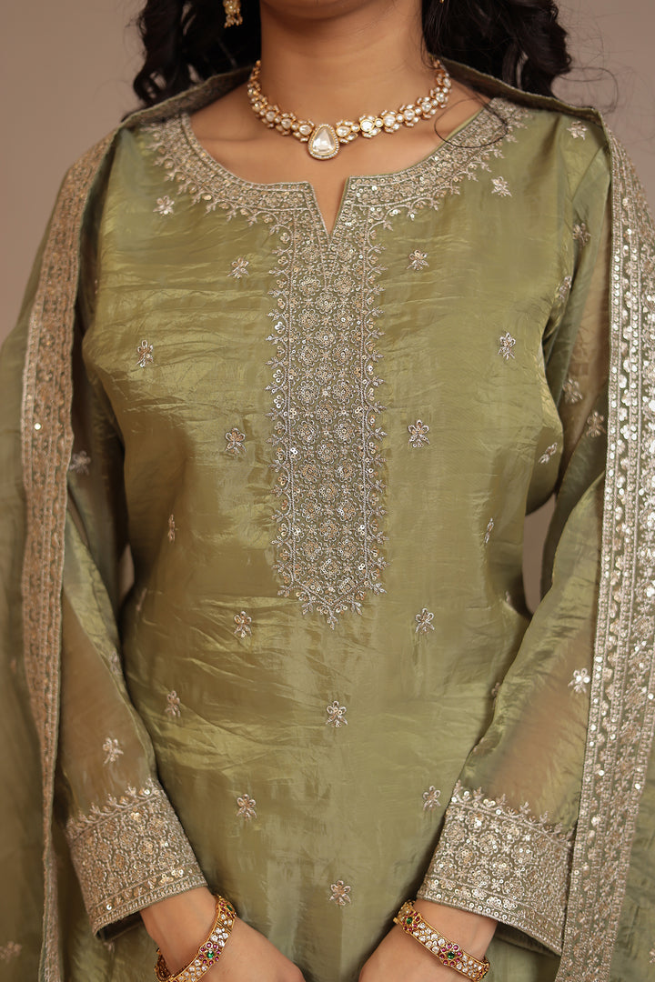 Tissue Suit with Aari, Sequins work
