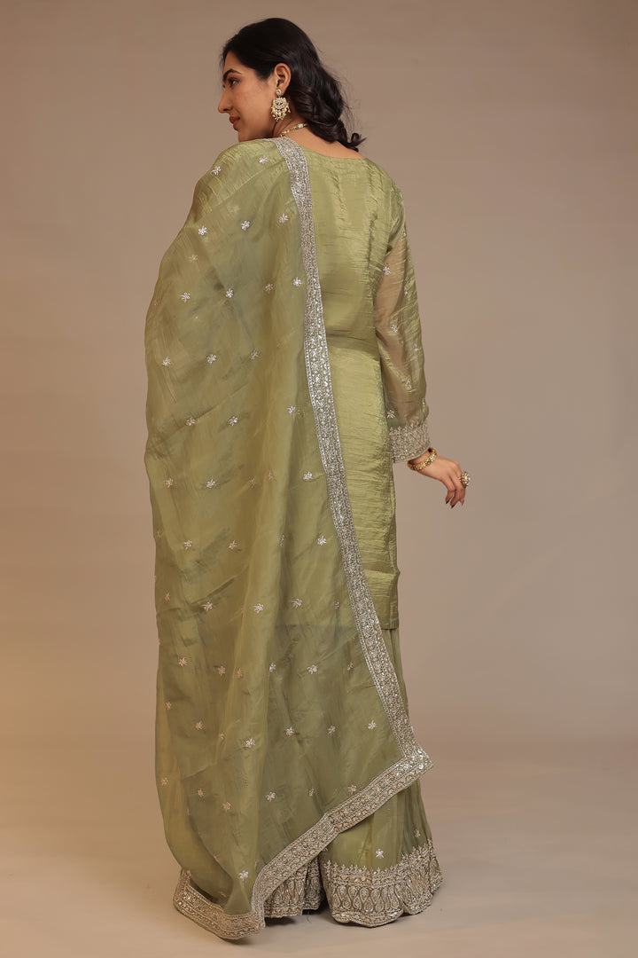 Tissue Suit with Aari, Sequins work