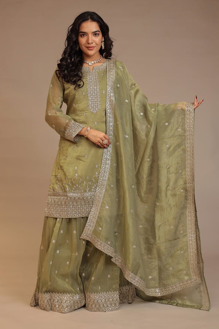 Tissue Suit with Aari, Sequins work