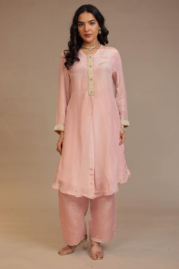 Tissue shimmer silk Suit  with Pearl, Stone work
