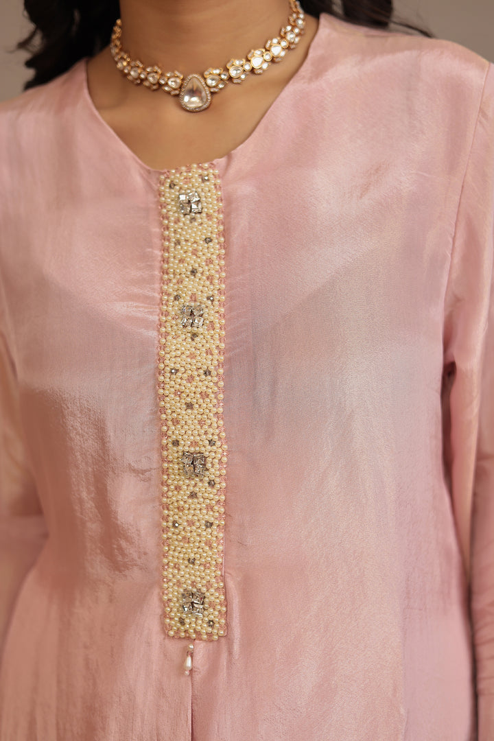 Tissue shimmer silk Suit  with Pearl, Stone work