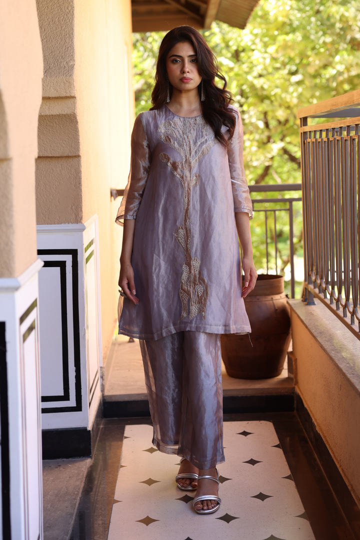 Grey Tissue Kurta