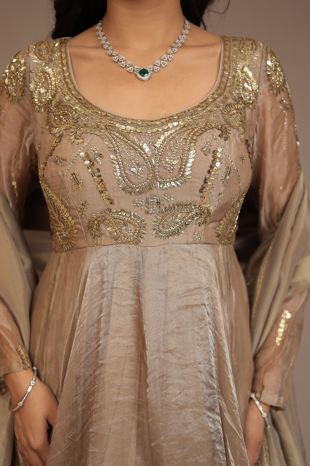 Tissue Suit with Cutdana, Sequins work.