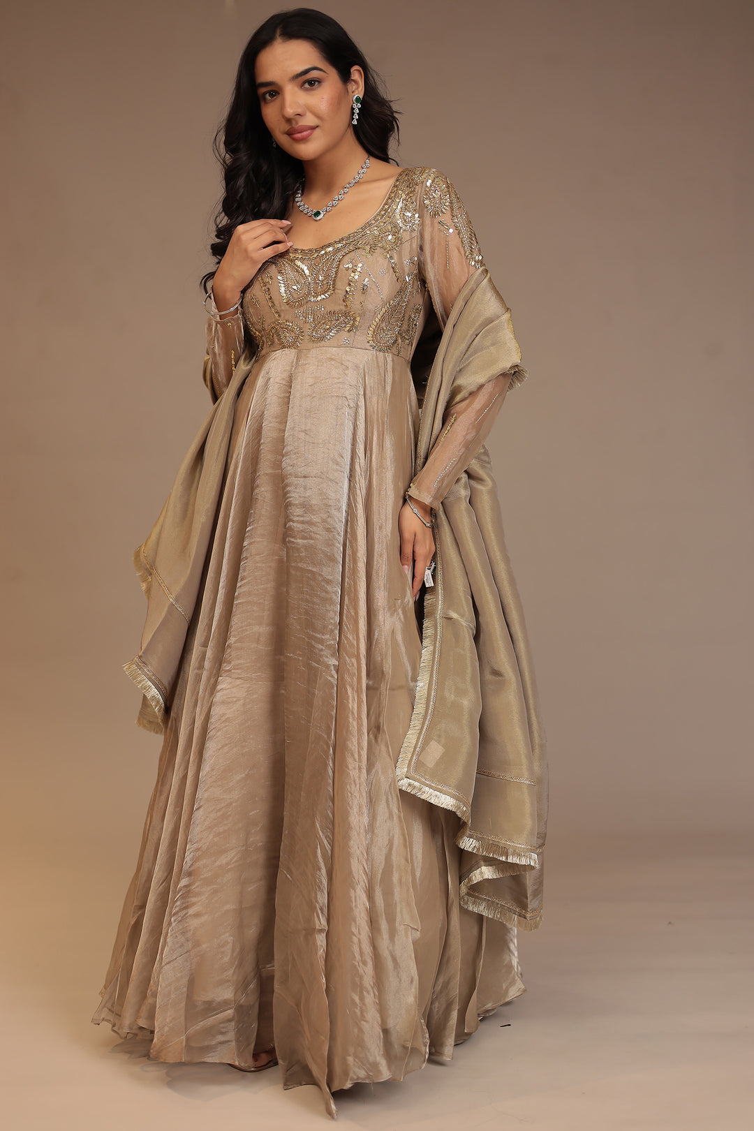 Tissue Suit with Cutdana, Sequins work.