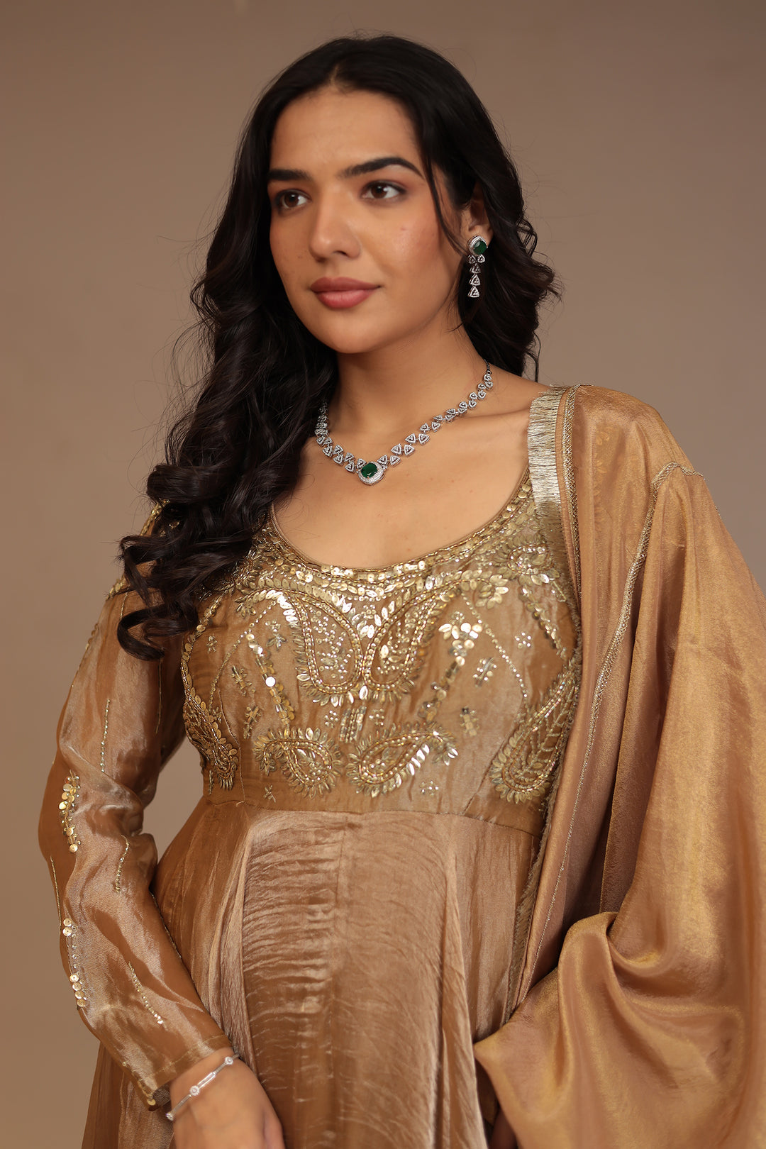 Tissue Suit with Cutdana, Sequins work.