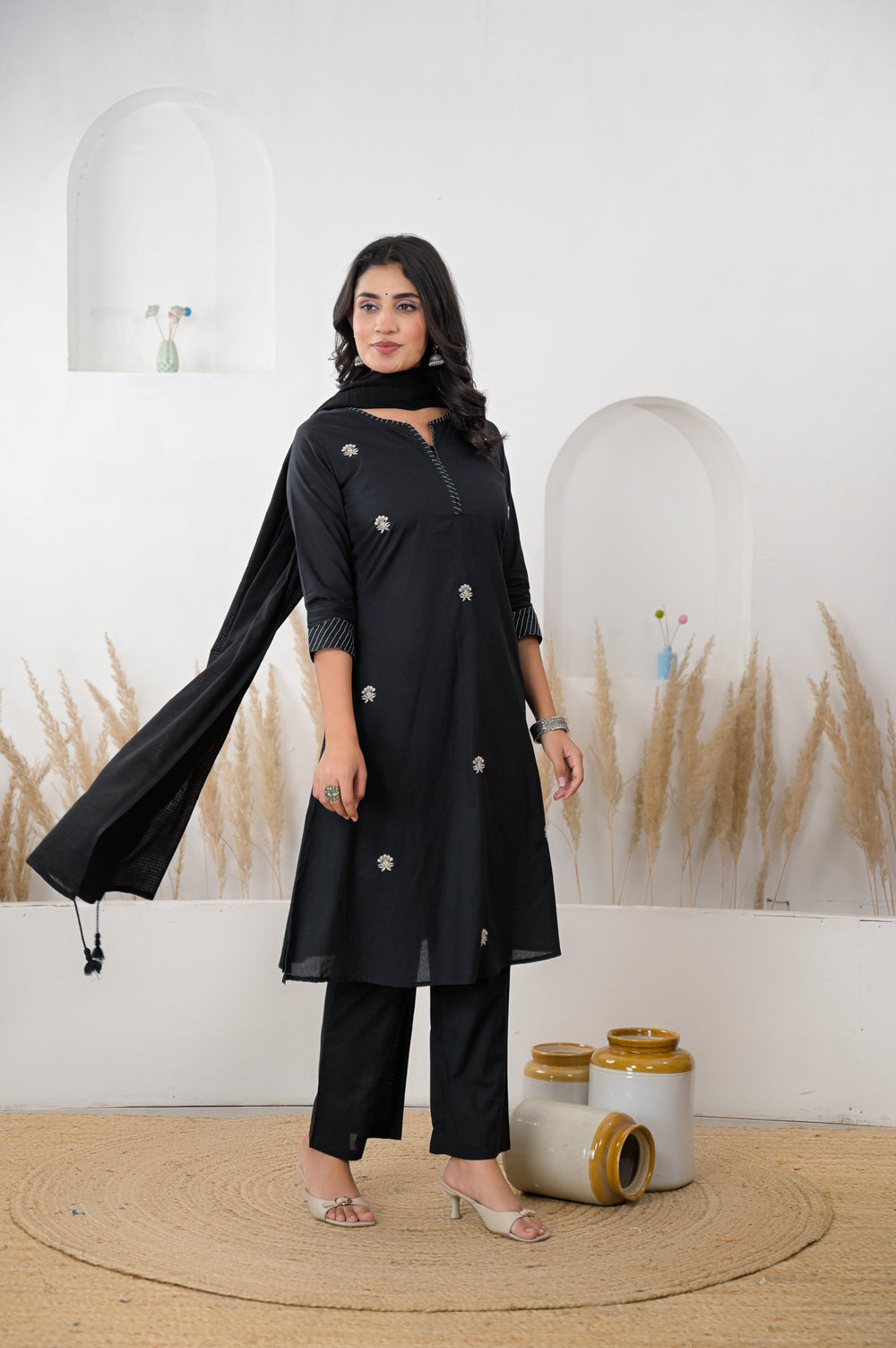 Black Cotton Kurta