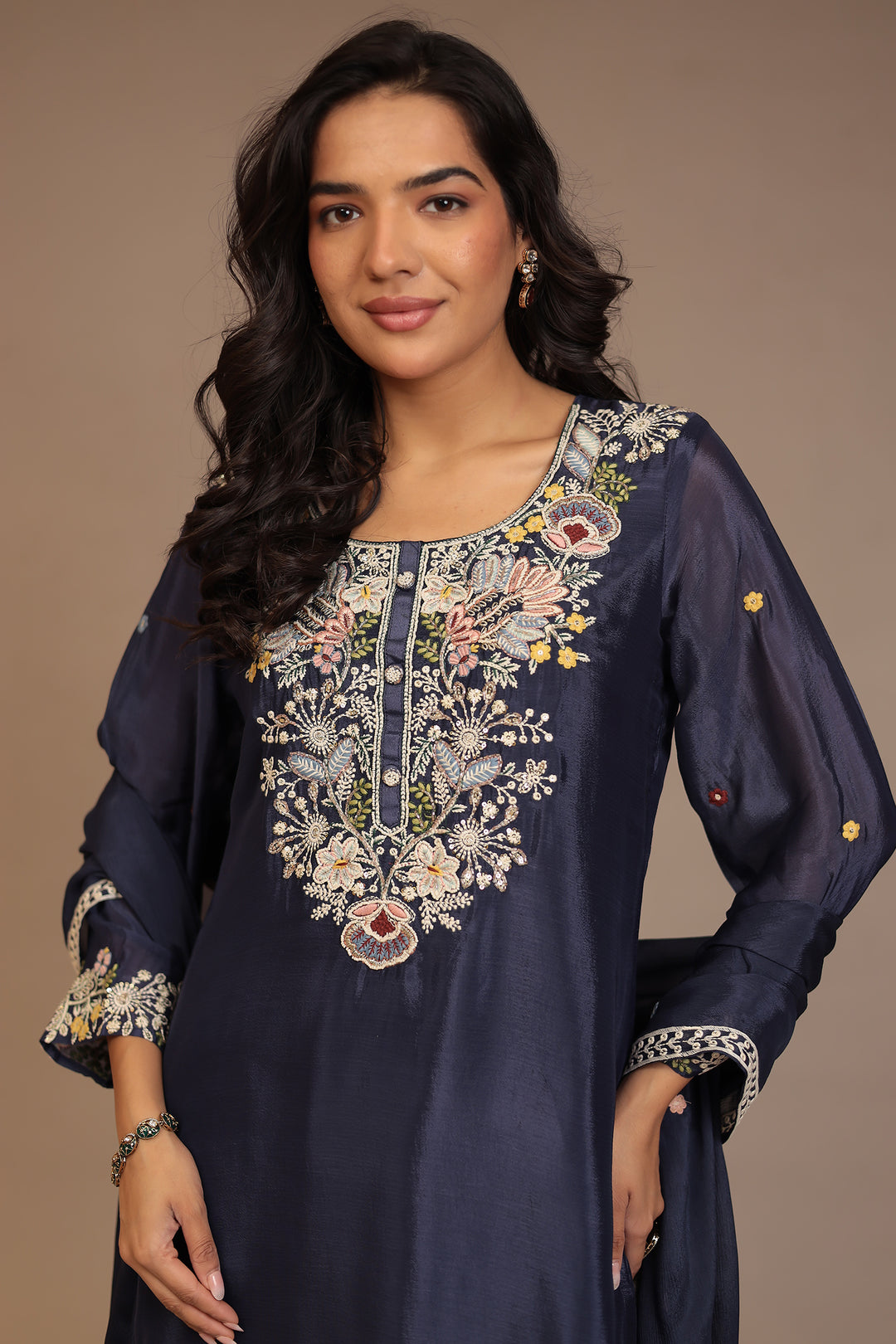 Chinon Suit with Cutdana, Pearl, Thread work.