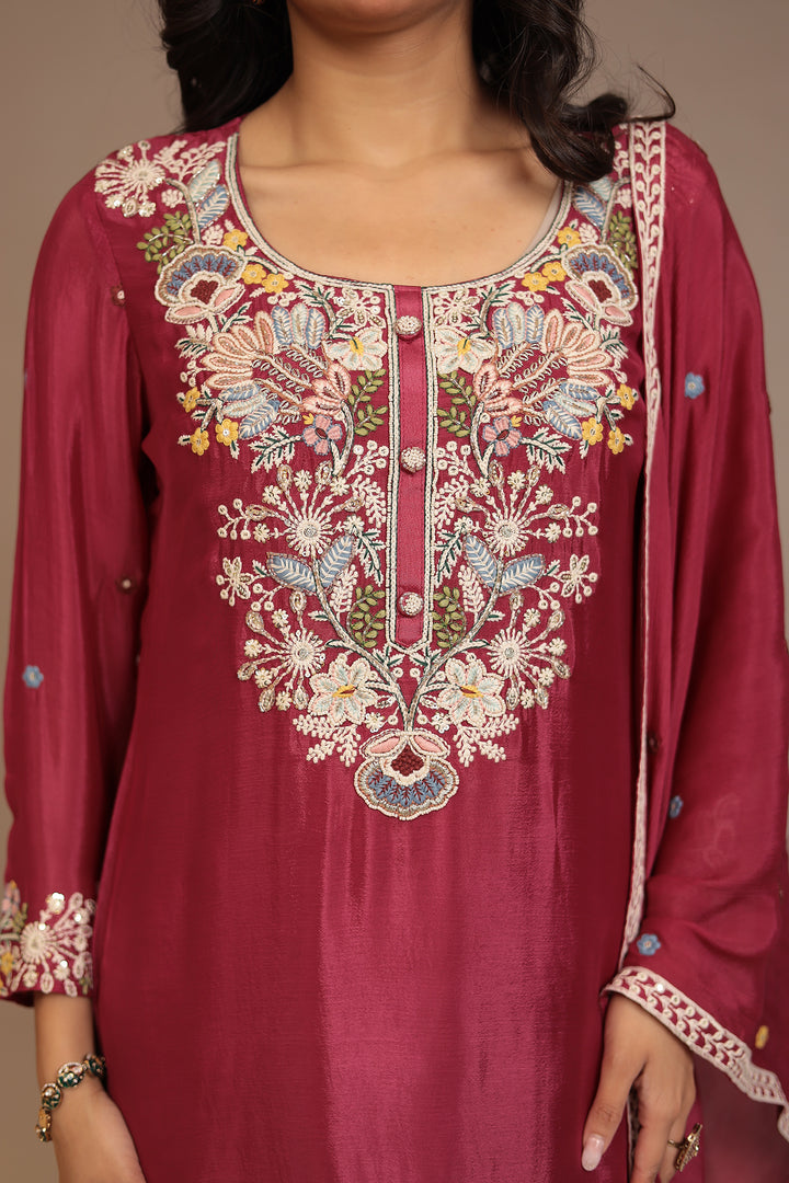 Chinon Suit with Cutdana, Pearl, Thread work.