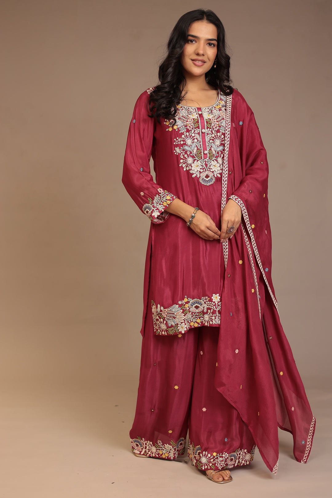 Chinon Suit with Cutdana, Pearl, Thread work.