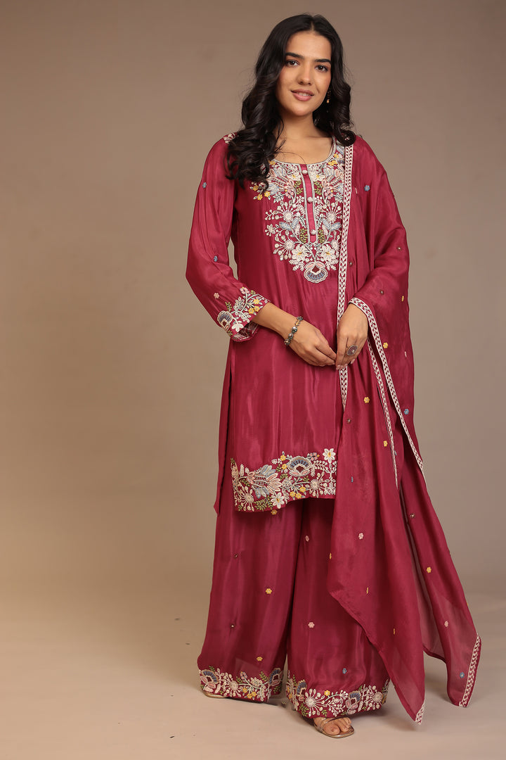 Chinon Suit with Cutdana, Pearl, Thread work.