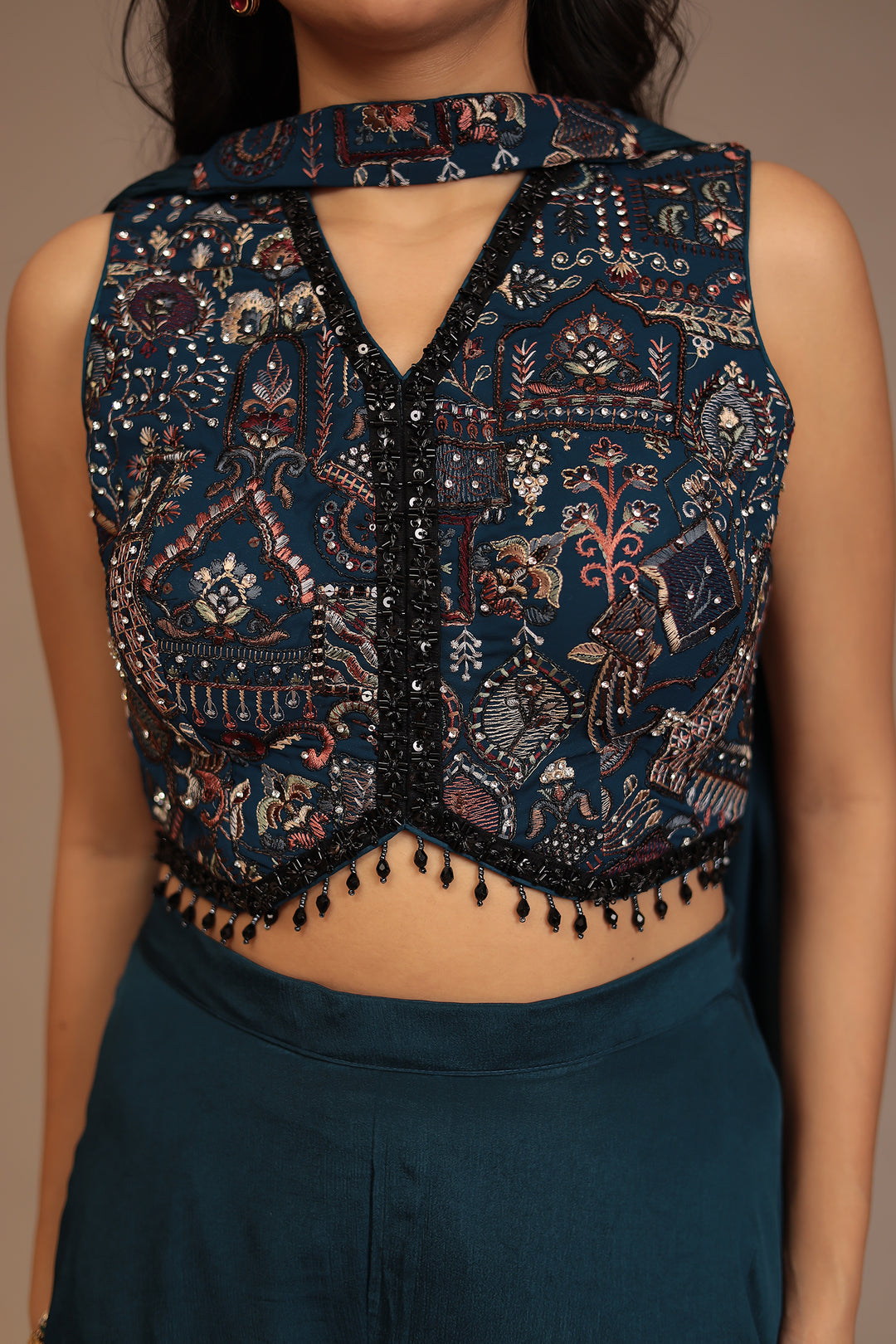 Chinon Indowestern with Cutdana, Sequins, Thread work.