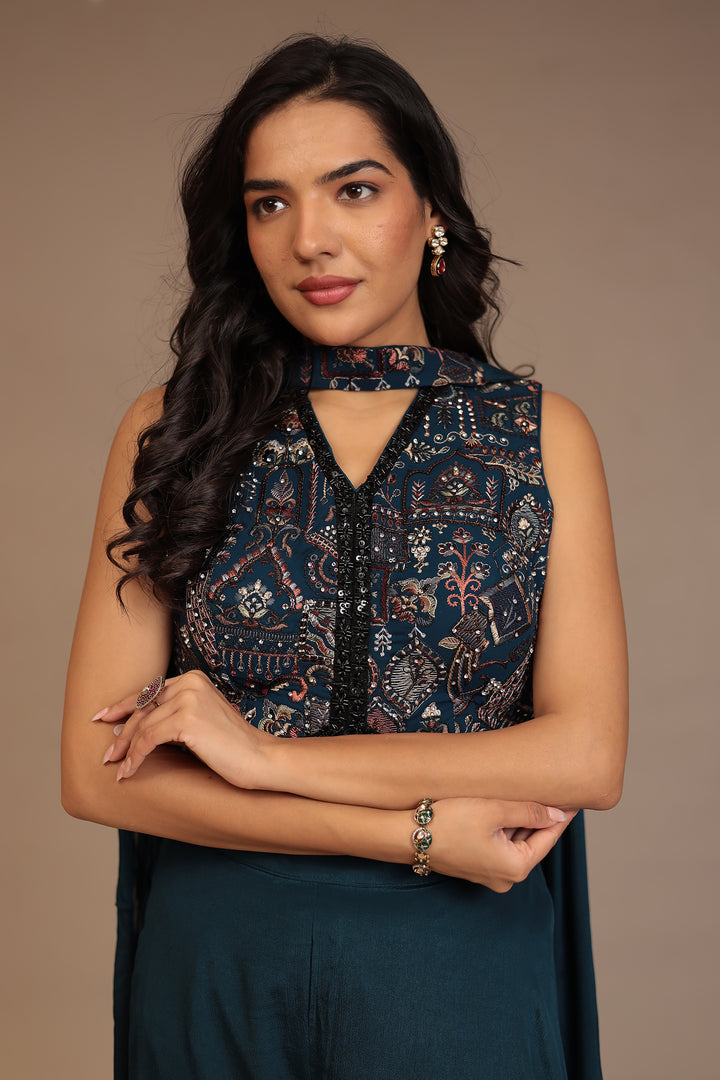 Chinon Indowestern with Cutdana, Sequins, Thread work.