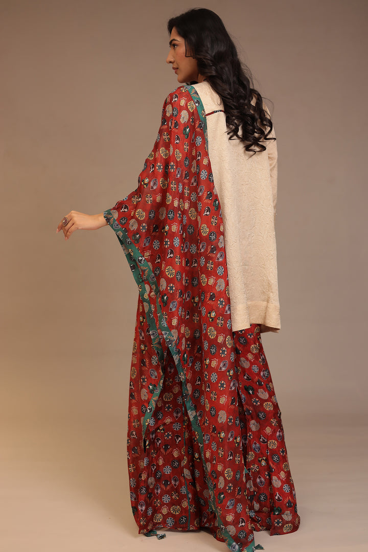 Crepe silk Suit with Pearl, Sequins, Thread work.